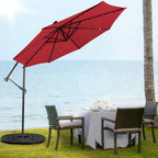 SEDOL 10ft Solar-Powered Cantilever Umbrella | 32 LED Offset Patio Parasol with Hand-Crank & Multi-Angle Tilt | Solution-Dyed Fade-Resistant Canopy for Backyard Poolside and Garden