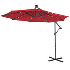 SEDOL 10ft Solar-Powered Cantilever Umbrella | 32 LED Offset Patio Parasol with Hand-Crank & Multi-Angle Tilt | Solution-Dyed Fade-Resistant Canopy for Backyard Poolside and Garden