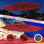 SEDOL 10ft Solar-Powered Cantilever Umbrella | 32 LED Offset Patio Parasol with Hand-Crank & Multi-Angle Tilt | Solution-Dyed Fade-Resistant Canopy for Backyard Poolside and Garden