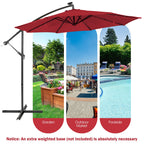 SEDOL 10ft Solar-Powered Cantilever Umbrella | 32 LED Offset Patio Parasol with Hand-Crank & Multi-Angle Tilt | Solution-Dyed Fade-Resistant Canopy for Backyard Poolside and Garden