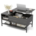 SEDOL Lift-Top Coffee Table with Hidden Storage & Removable Shelf | Smooth Gas Strut Rising Workstation for Dining & Laptop | Heavy-Duty Industrial Metal Frame