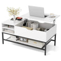 SEDOL Lift-Top Coffee Table with Hidden Storage & Removable Shelf | Smooth Gas Strut Rising Workstation for Dining & Laptop | Heavy-Duty Industrial Metal Frame