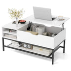 SEDOL Lift-Top Coffee Table with Hidden Storage & Removable Shelf | Smooth Gas Strut Rising Workstation for Dining & Laptop | Heavy-Duty Industrial Metal Frame
