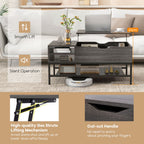 SEDOL Lift-Top Coffee Table with Hidden Storage & Removable Shelf | Smooth Gas Strut Rising Workstation for Dining & Laptop | Heavy-Duty Industrial Metal Frame