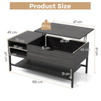 SEDOL Lift-Top Coffee Table with Hidden Storage & Removable Shelf | Smooth Gas Strut Rising Workstation for Dining & Laptop | Heavy-Duty Industrial Metal Frame