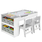 SEDOL 2-in-1 Kids Art Table & Tilting Easel Set with 2 Chairs | Built-In 10m Paper Roll & 11-Zone Storage System | Slow-Close Hydraulic Safety | 91KG Heavy-Duty Craft Station