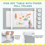 SEDOL 2-in-1 Kids Art Table & Tilting Easel Set with 2 Chairs | Built-In 10m Paper Roll & 11-Zone Storage System | Slow-Close Hydraulic Safety | 91KG Heavy-Duty Craft Station