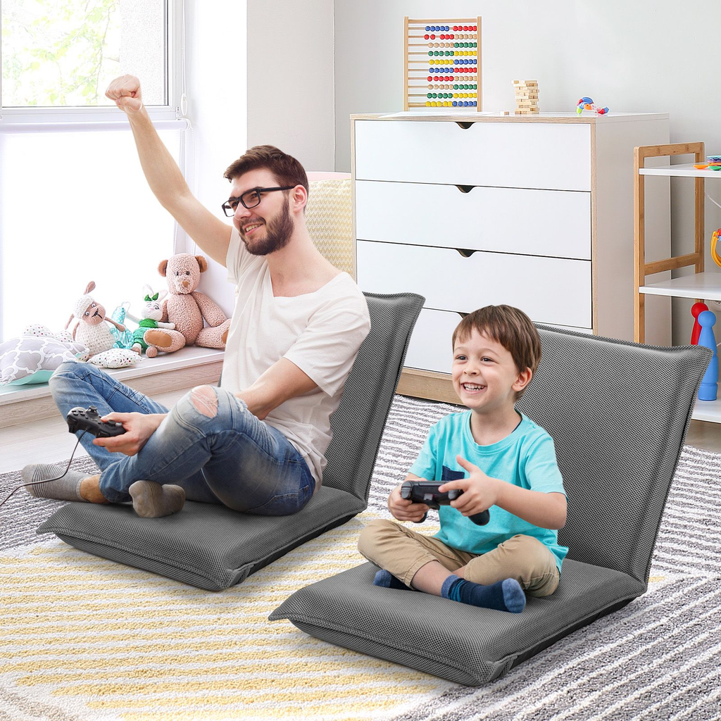 Folding Floor Chair with Reclining Function and 6 Adjustable Positions