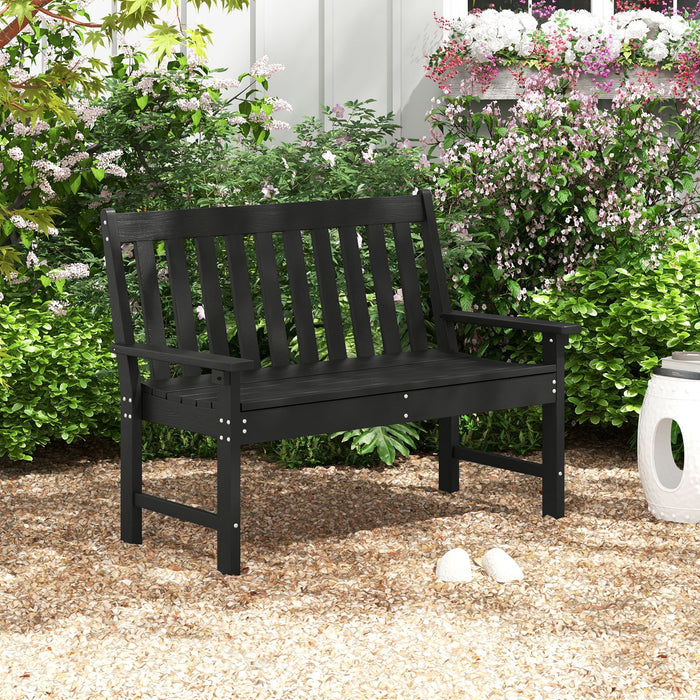 132cm HDPE Garden Bench – All-Weather Outdoor Seating with Backrest & Armrests