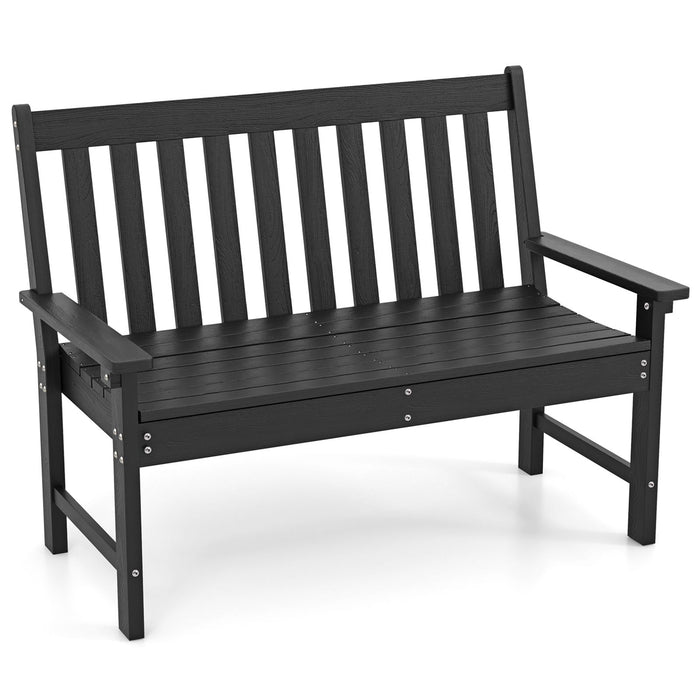 132cm HDPE Garden Bench – All-Weather Outdoor Seating with Backrest & Armrests