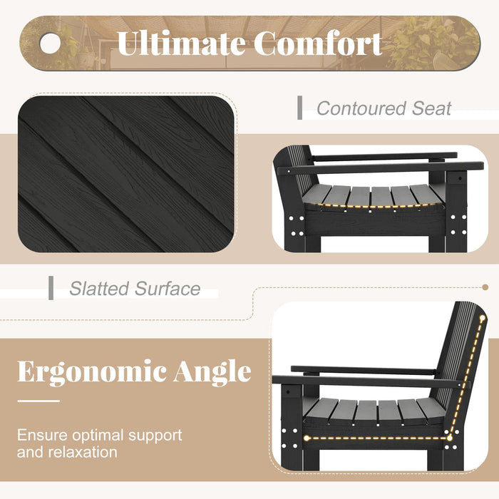 132cm HDPE Garden Bench – All-Weather Outdoor Seating with Backrest & Armrests