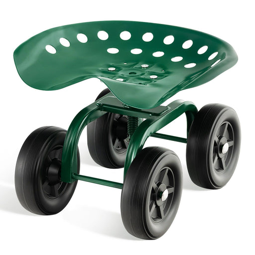 Rolling Garden Work Seat – Height Adjustable 360° Swivel Chair with Wheels & Tool Tray