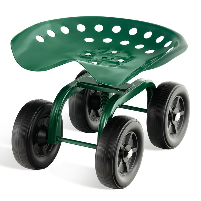 Rolling Garden Work Seat – Height Adjustable 360° Swivel Chair with Wheels & Tool Tray