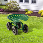 Rolling Garden Work Seat – Height Adjustable 360° Swivel Chair with Wheels & Tool Tray