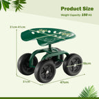 Rolling Garden Work Seat – Height Adjustable 360° Swivel Chair with Wheels & Tool Tray