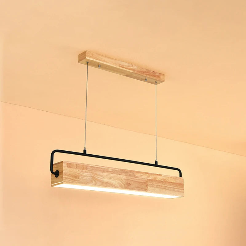 Wooden Long Strip Pendant Lamp
