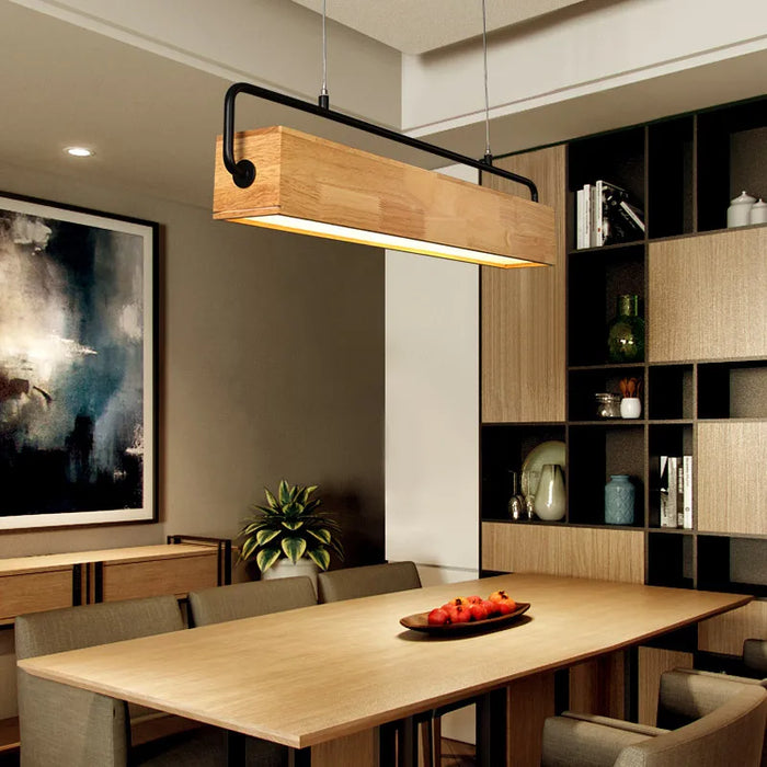 Wooden Long Strip Pendant Lamp