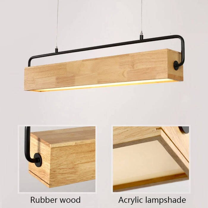 Wooden Long Strip Pendant Lamp