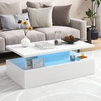 SEDOL Modern High-Gloss LED Coffee Table with 2-Tier Storage and Remote Mood Lighting