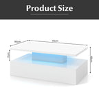 SEDOL Modern High-Gloss LED Coffee Table with 2-Tier Storage and Remote Mood Lighting