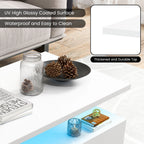 SEDOL Modern High-Gloss LED Coffee Table with 2-Tier Storage and Remote Mood Lighting