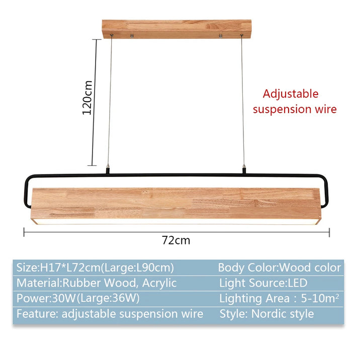 Wooden Long Strip Pendant Lamp