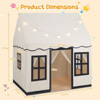 SEDOL Large Indoor Kids Playhouse with Soft Coral Velvet Mat and LED Star Lights Breathable Cotton Canvas Play Tent for Reading Nook and Napping Corner for Boys & Girls