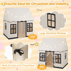 SEDOL Large Indoor Kids Playhouse with Soft Coral Velvet Mat and LED Star Lights Breathable Cotton Canvas Play Tent for Reading Nook and Napping Corner for Boys & Girls