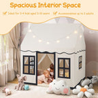 SEDOL Large Indoor Kids Playhouse with Soft Coral Velvet Mat and LED Star Lights Breathable Cotton Canvas Play Tent for Reading Nook and Napping Corner for Boys & Girls