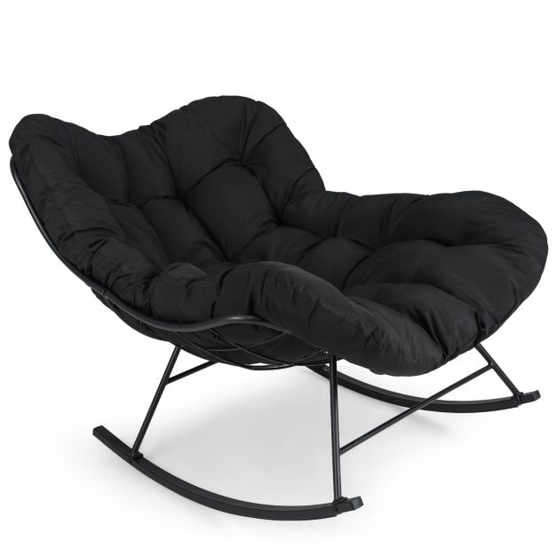 SEDOL Oversized Egg Rocking Chair | Luxury Papasan Lounge Chair with 16cm Ultra-Thick Cloud Cushion | 30° Gentle Rocking Motion with Anti-Tip Safety | Heavy-Duty 120kg Capacity for Indoor & Outdoor