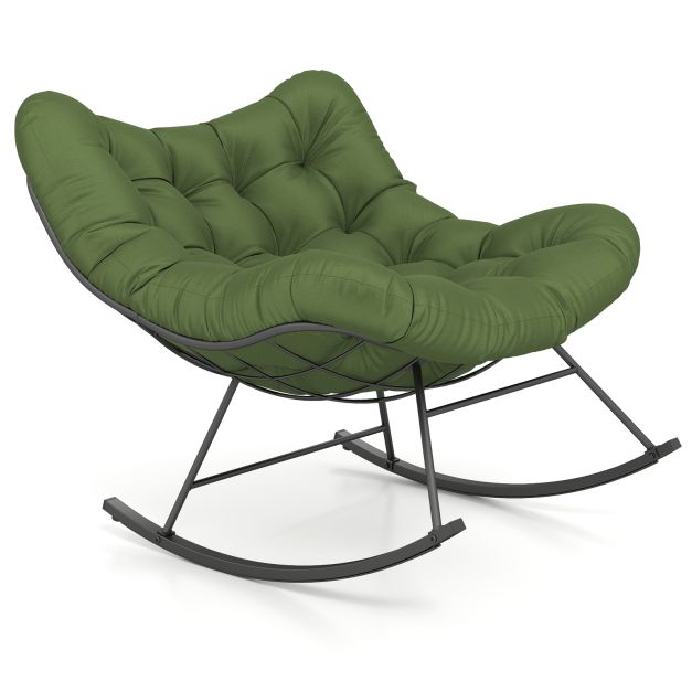SEDOL Oversized Egg Rocking Chair | Luxury Papasan Lounge Chair with 16cm Ultra-Thick Cloud Cushion | 30° Gentle Rocking Motion with Anti-Tip Safety | Heavy-Duty 120kg Capacity for Indoor & Outdoor