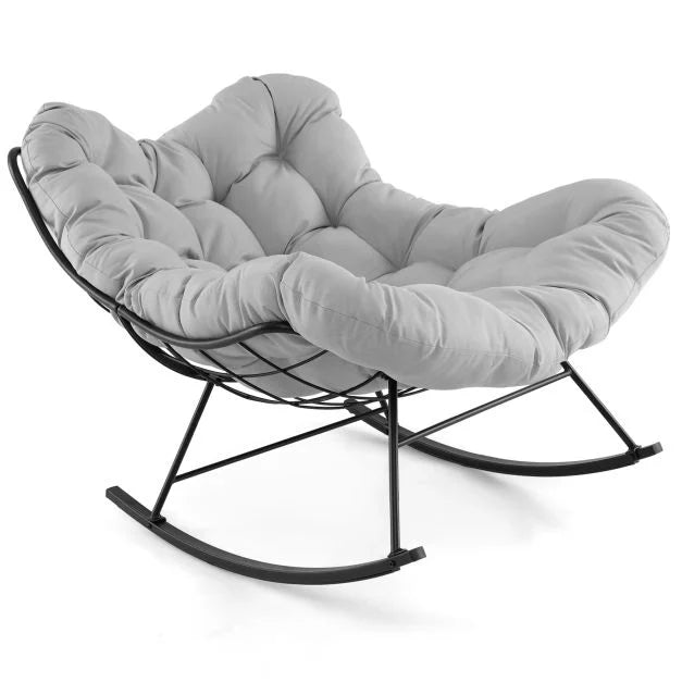 SEDOL Oversized Egg Rocking Chair | Luxury Papasan Lounge Chair with 16cm Ultra-Thick Cloud Cushion | 30° Gentle Rocking Motion with Anti-Tip Safety | Heavy-Duty 120kg Capacity for Indoor & Outdoor
