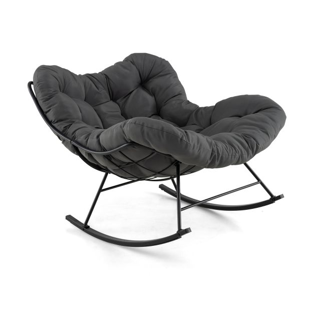 SEDOL Oversized Egg Rocking Chair | Luxury Papasan Lounge Chair with 16cm Ultra-Thick Cloud Cushion | 30° Gentle Rocking Motion with Anti-Tip Safety | Heavy-Duty 120kg Capacity for Indoor & Outdoor