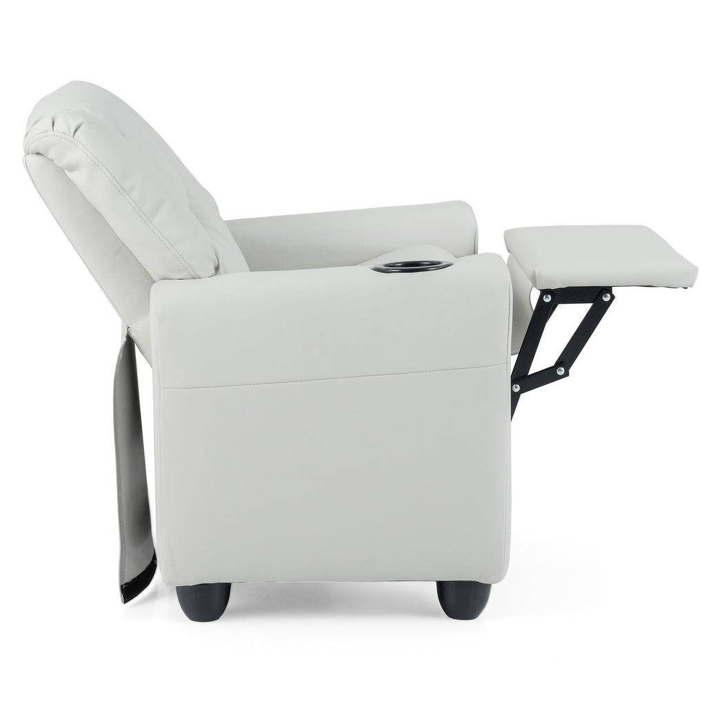 SEDOL Heavy-Duty Kids Recliner Chair with Built-In Cup Holder | Waterproof PU Leather Toddler Armchair with 139° Recline & Spring-Loaded Cushion | 68kg Capacity Solid Wood Frame for Living Room & Nursery