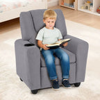 SEDOL Heavy-Duty Kids Recliner Chair with Built-In Cup Holder | Waterproof PU Leather Toddler Armchair with 139° Recline & Spring-Loaded Cushion | 68kg Capacity Solid Wood Frame for Living Room & Nursery