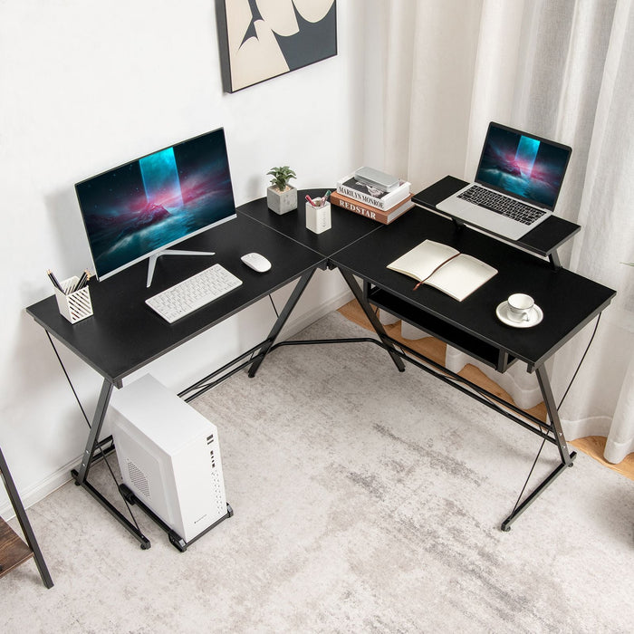 SEDOL Modular L-Shaped Computer Desk with Mobile CPU Stand and Reversible Monitor Riser