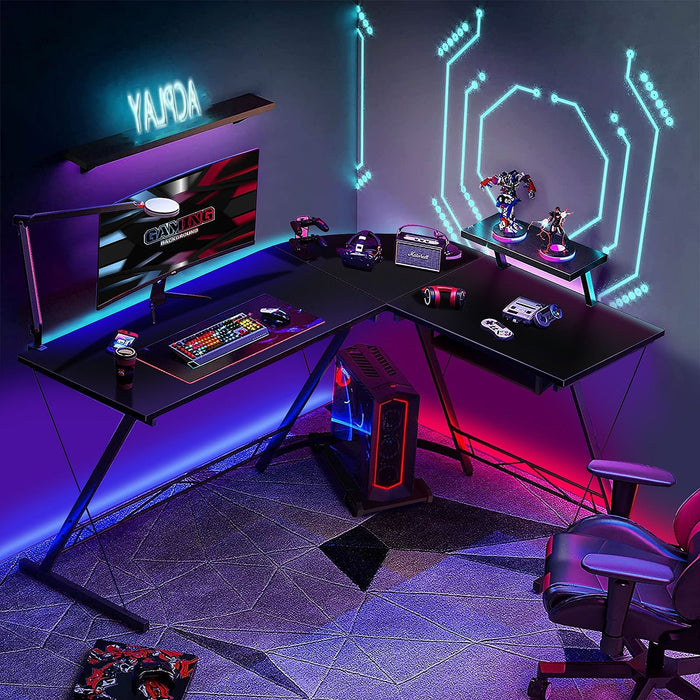 SEDOL Modular L-Shaped Computer Desk with Mobile CPU Stand and Reversible Monitor Riser