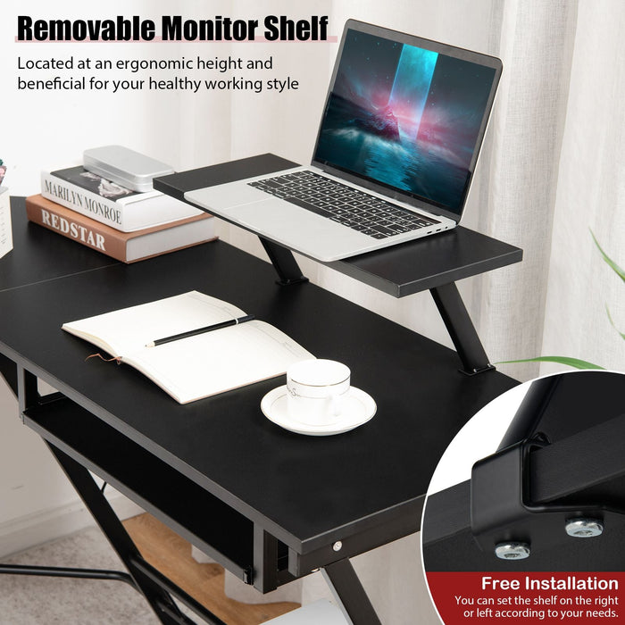 SEDOL Modular L-Shaped Computer Desk with Mobile CPU Stand and Reversible Monitor Riser