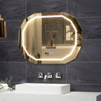 SEDOL Smart LED Bathroom Mirror with Anti-Fog Technology | 3-Color Dimmable Vanity Mirror with Touch Switch & Memory Function | Shatter-Proof Copper-Free Glass with Digital Time & Temperature Display | 91.5 x 71 cm
