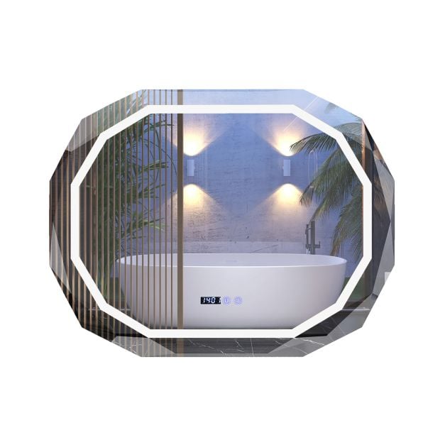 SEDOL Smart LED Bathroom Mirror with Anti-Fog Technology | 3-Color Dimmable Vanity Mirror with Touch Switch & Memory Function | Shatter-Proof Copper-Free Glass with Digital Time & Temperature Display | 91.5 x 71 cm