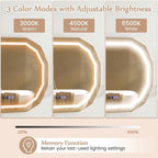 SEDOL Smart LED Bathroom Mirror with Anti-Fog Technology | 3-Color Dimmable Vanity Mirror with Touch Switch & Memory Function | Shatter-Proof Copper-Free Glass with Digital Time & Temperature Display | 91.5 x 71 cm