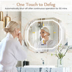 SEDOL Smart LED Bathroom Mirror with Anti-Fog Technology | 3-Color Dimmable Vanity Mirror with Touch Switch & Memory Function | Shatter-Proof Copper-Free Glass with Digital Time & Temperature Display | 91.5 x 71 cm