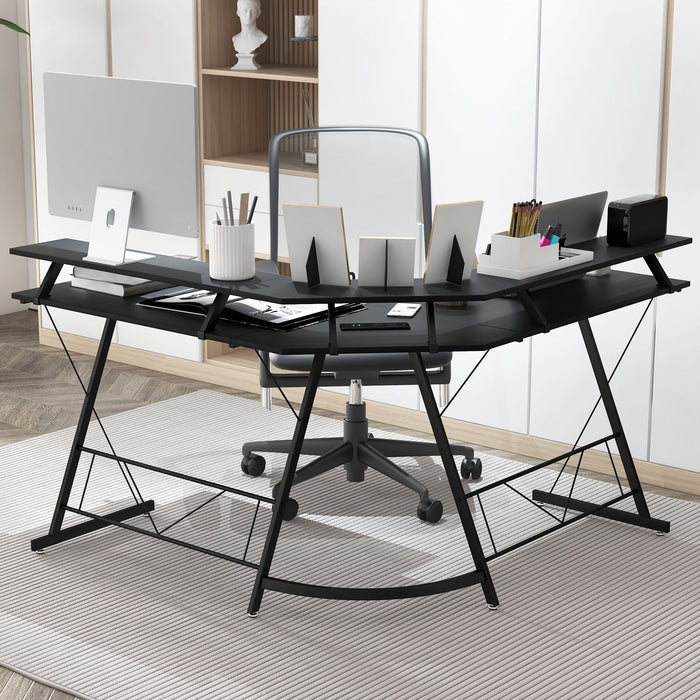 SEDOL Ergonomic L-Shaped Computer Desk with Integrated Power Hub and Dual Monitor Stand