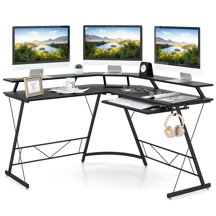 SEDOL Ergonomic L-Shaped Computer Desk with Integrated Power Hub and Dual Monitor Stand