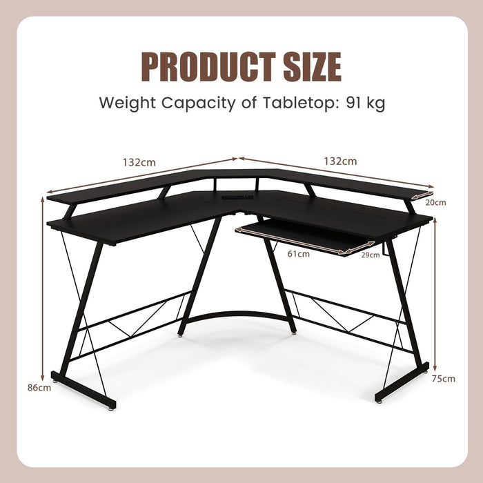 SEDOL Ergonomic L-Shaped Computer Desk with Integrated Power Hub and Dual Monitor Stand