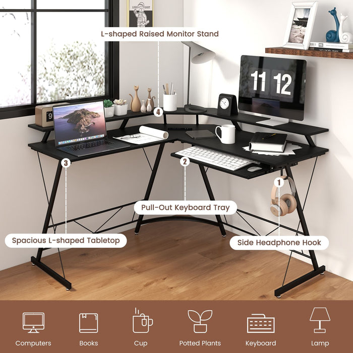 SEDOL Ergonomic L-Shaped Computer Desk with Integrated Power Hub and Dual Monitor Stand