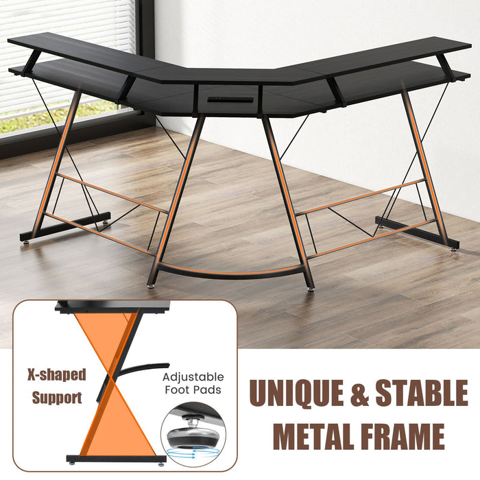 SEDOL Ergonomic L-Shaped Computer Desk with Integrated Power Hub and Dual Monitor Stand