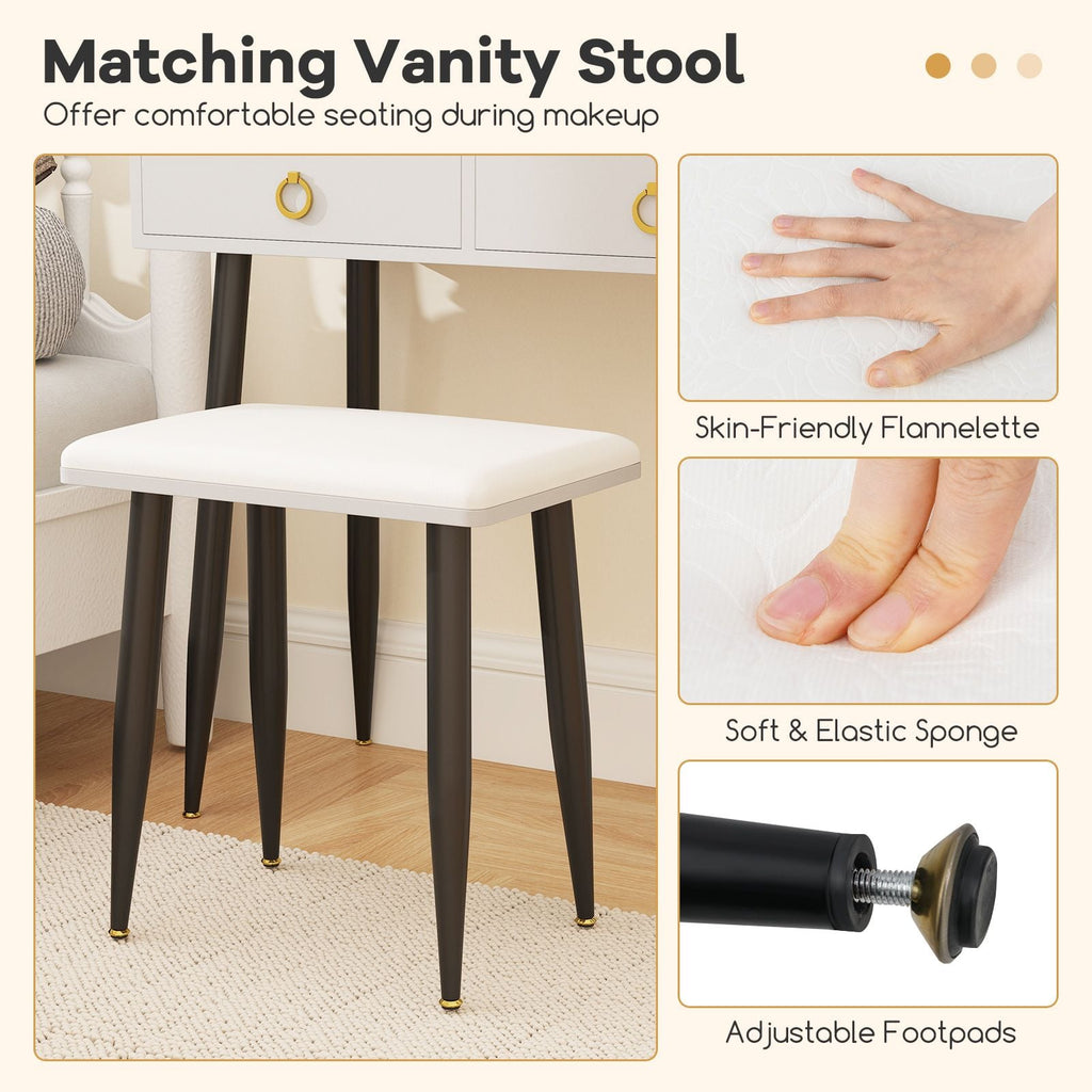 SEDOL Modern Grey Vanity Desk Set with 3-Color LED Mirror and Sturdy Metal Legs