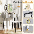 SEDOL Modern Grey Vanity Desk Set with 3-Color LED Mirror and Sturdy Metal Legs