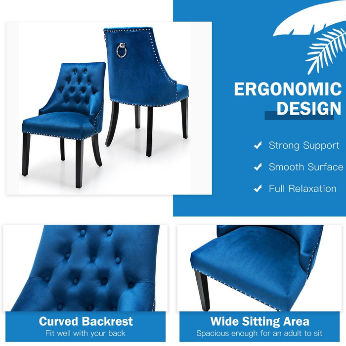 Modern Button-Tufted Velvet Studded Dining Chair with Nail Head Trim